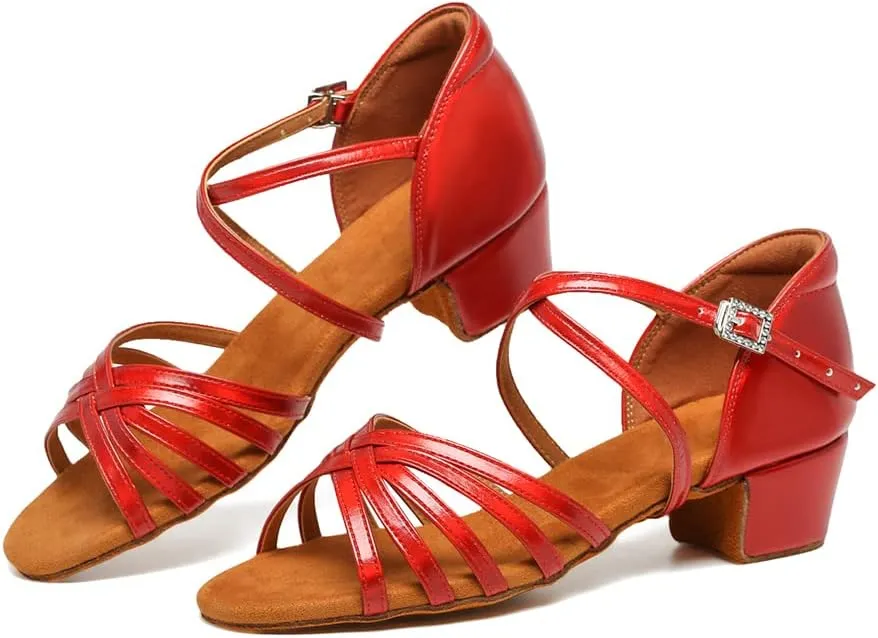 HROYL Girl's Latin Dance Shoes Low Heel Salsa Bachata Pratice Proformence Ballroom Dancing Shoes,Model 202-DB