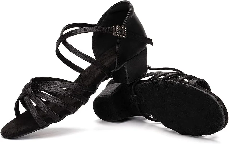 HROYL Girl's Latin Dance Shoes Low Heel Salsa Bachata Pratice Proformence Ballroom Dancing Shoes,Model 202-DB
