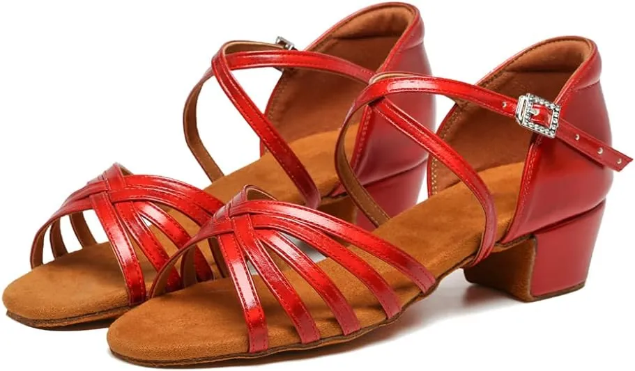 HROYL Girl's Latin Dance Shoes Low Heel Salsa Bachata Pratice Proformence Ballroom Dancing Shoes,Model 202-DB