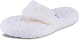 isotoner Women's Cozy Plush Terry Knit Joey Thong Slippers with Enhanced Heel Cushion