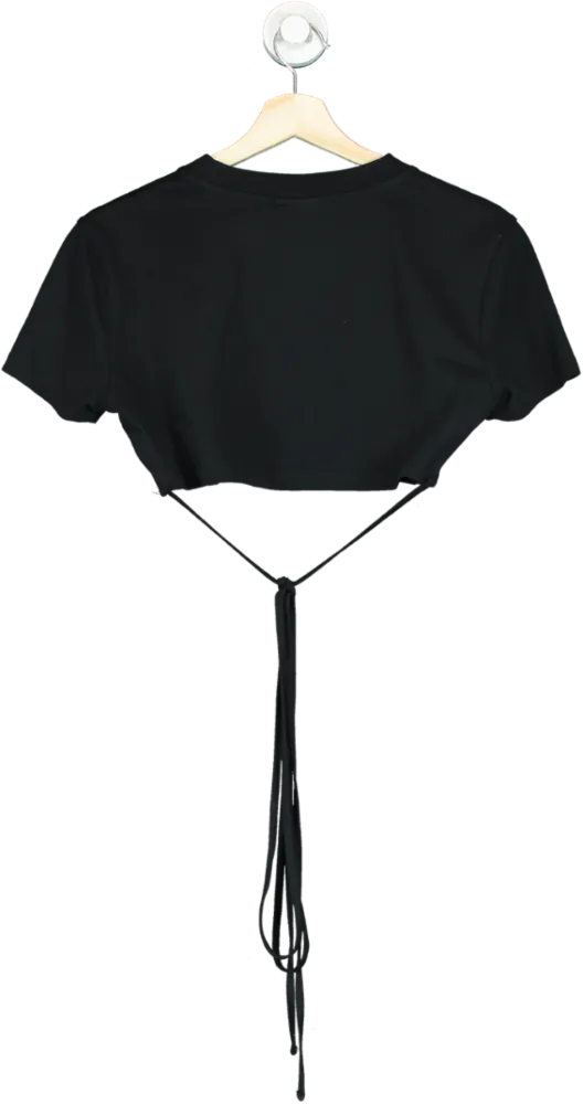 Jacquemus Black Le T-Shirt Baci cotton self tie crop top UK S