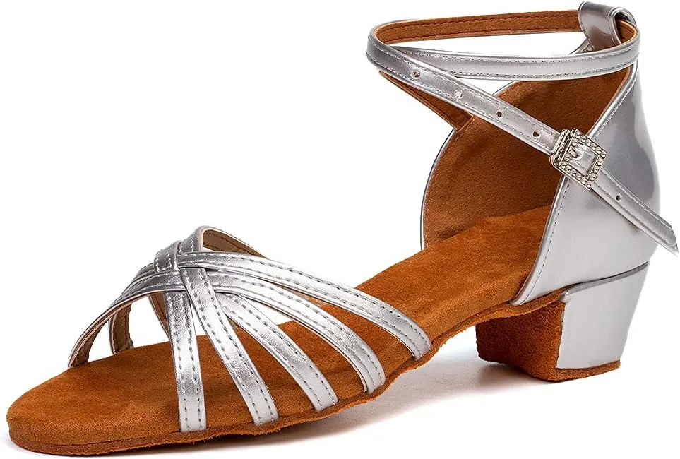 JUODVMP Girls Latin Dance Shoes Satin Ballroom Tango Salsa Practice Party Ballroom Dance Shoes