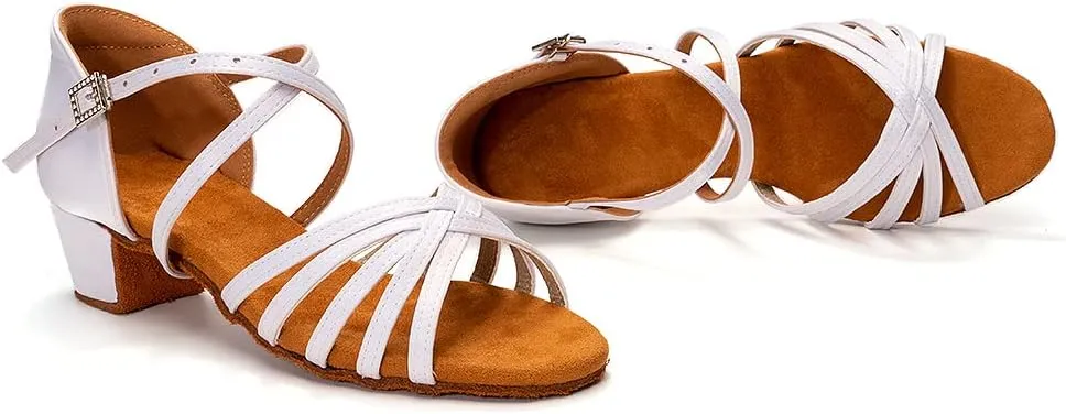JUODVMP Girls Latin Dance Shoes Satin Ballroom Tango Salsa Practice Party Ballroom Dance Shoes
