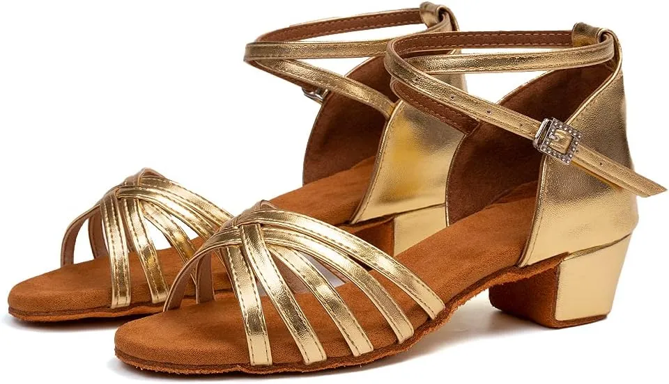 JUODVMP Girls Latin Dance Shoes Satin Ballroom Tango Salsa Practice Party Ballroom Dance Shoes