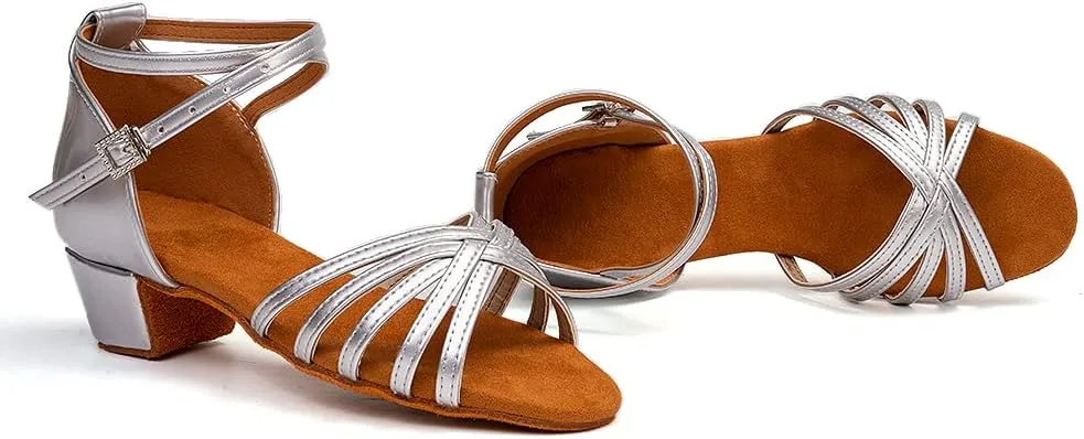 JUODVMP Girls Latin Dance Shoes Satin Ballroom Tango Salsa Practice Party Ballroom Dance Shoes