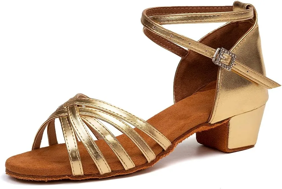 JUODVMP Girls Latin Dance Shoes Satin Ballroom Tango Salsa Practice Party Ballroom Dance Shoes