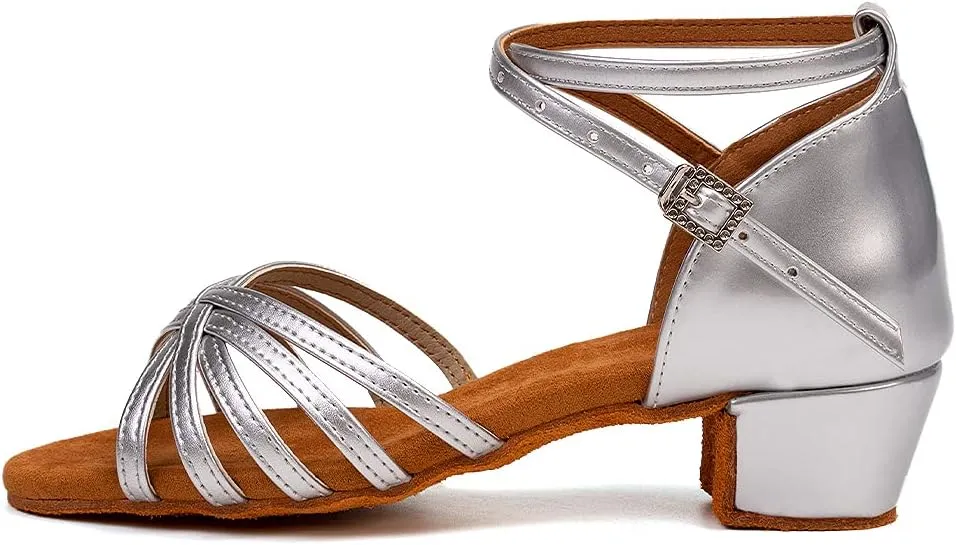 JUODVMP Girls Latin Dance Shoes Satin Ballroom Tango Salsa Practice Party Ballroom Dance Shoes