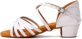 JUODVMP Girls Latin Dance Shoes Satin Ballroom Tango Salsa Practice Party Ballroom Dance Shoes