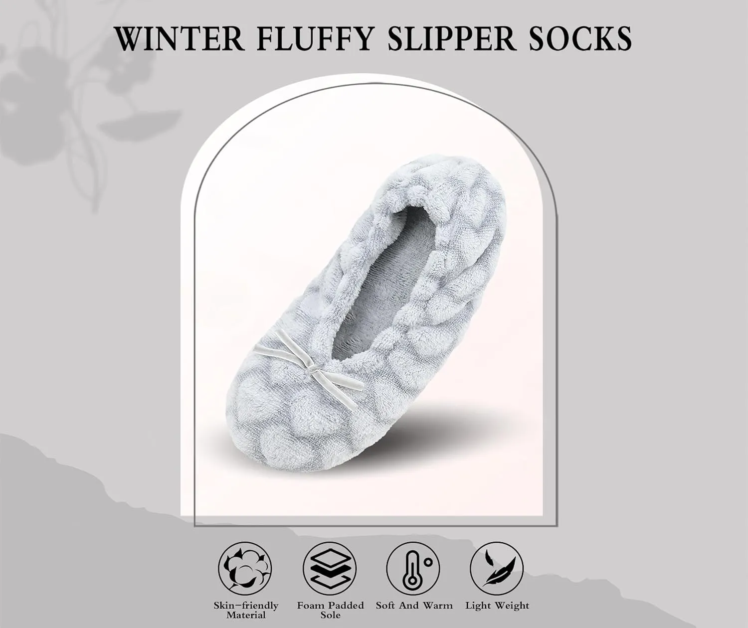 Keyela Women's Ballerina House Slippers with Soft Tie Bow and Suede Sole, Non-Slip Bedroom Slippers Socks