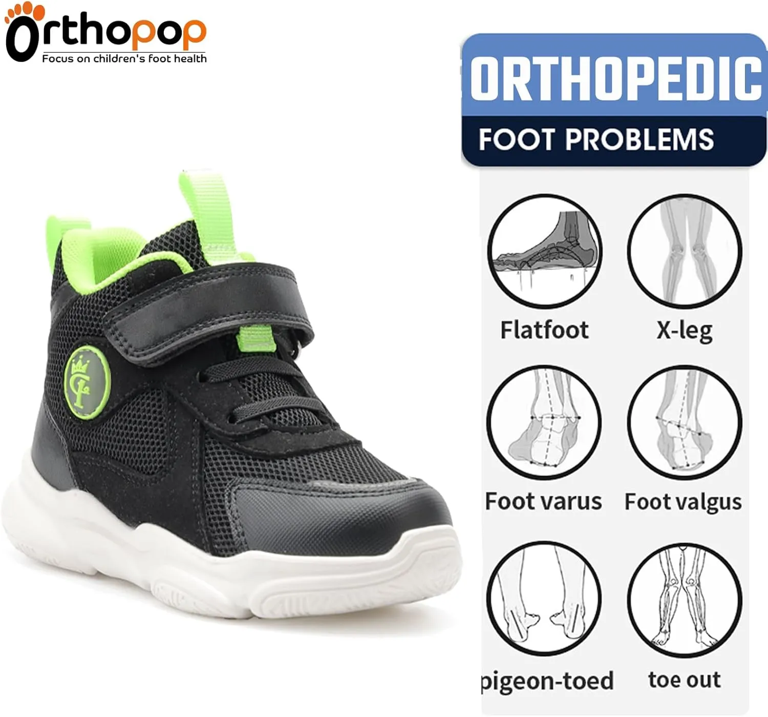 Kids Orthopedic Corrective Ankle and Arch Support AFO Shoes for Toddler Girls and Boys