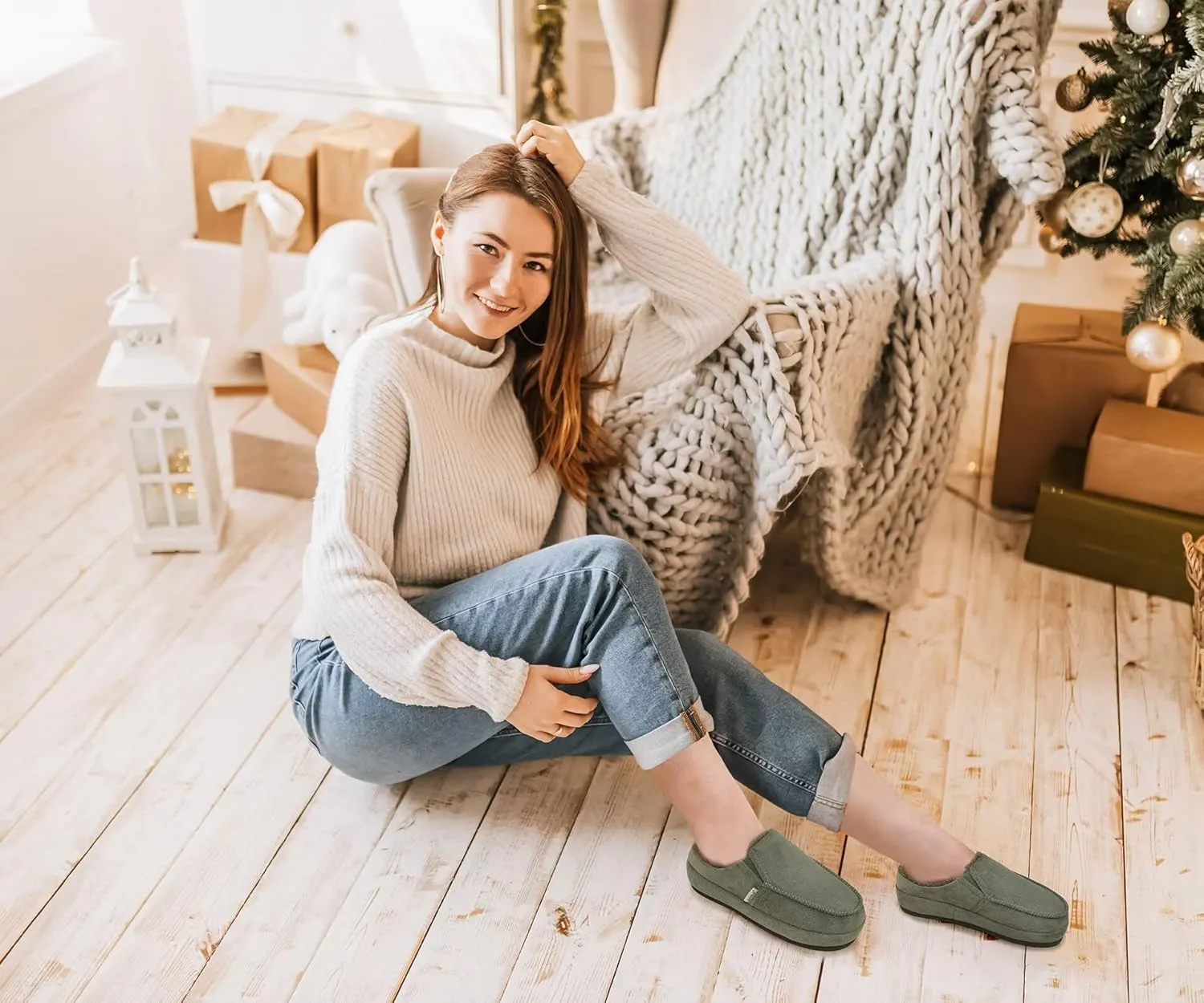 KuaiLu Womens Clog Slippers Cozy Warm Plush Lined With Suede Faux Fur House ladies Bedroom Slippers Comfortable Memory Foam Slip-on Womans Home Shoes Indoor Outdoor Thick Hard Sole