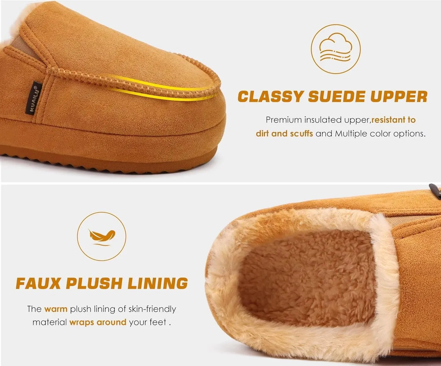 KuaiLu Womens Clog Slippers Cozy Warm Plush Lined With Suede Faux Fur House ladies Bedroom Slippers Comfortable Memory Foam Slip-on Womans Home Shoes Indoor Outdoor Thick Hard Sole