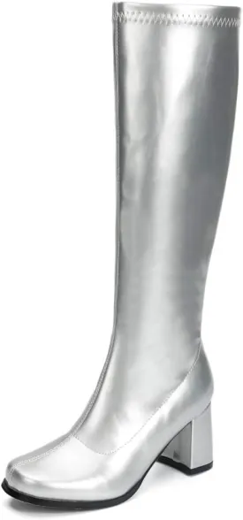 LIURUIJIA Women's Gogo Boots Knee High Block Heel Square Toe 70s Disco Costume Boots