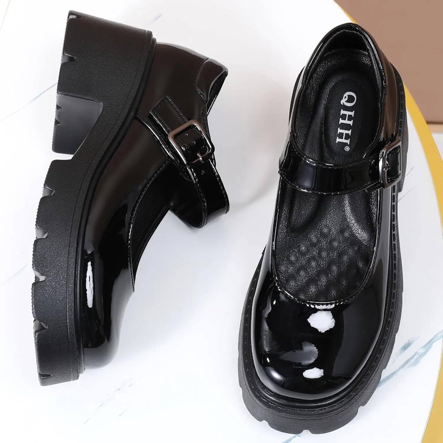 Mary Jane Shoes Women Platform Mary Janes for Women Round Toe Chunky Heels Women's Pumps Fashion Classic Comfortable Dressy Business Casual Shoes Dress Shoes