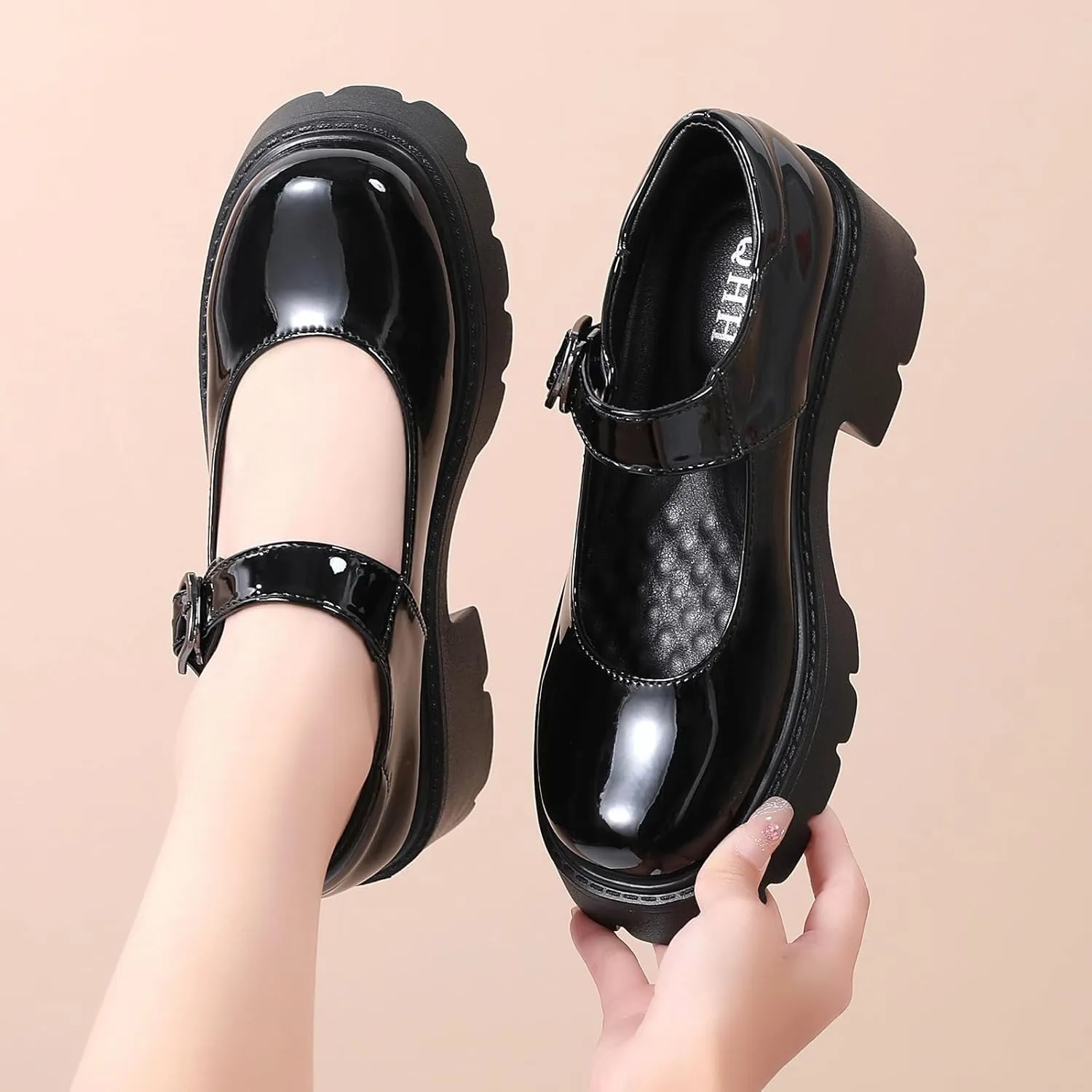 Mary Jane Shoes Women Platform Mary Janes for Women Round Toe Chunky Heels Women's Pumps Fashion Classic Comfortable Dressy Business Casual Shoes Dress Shoes