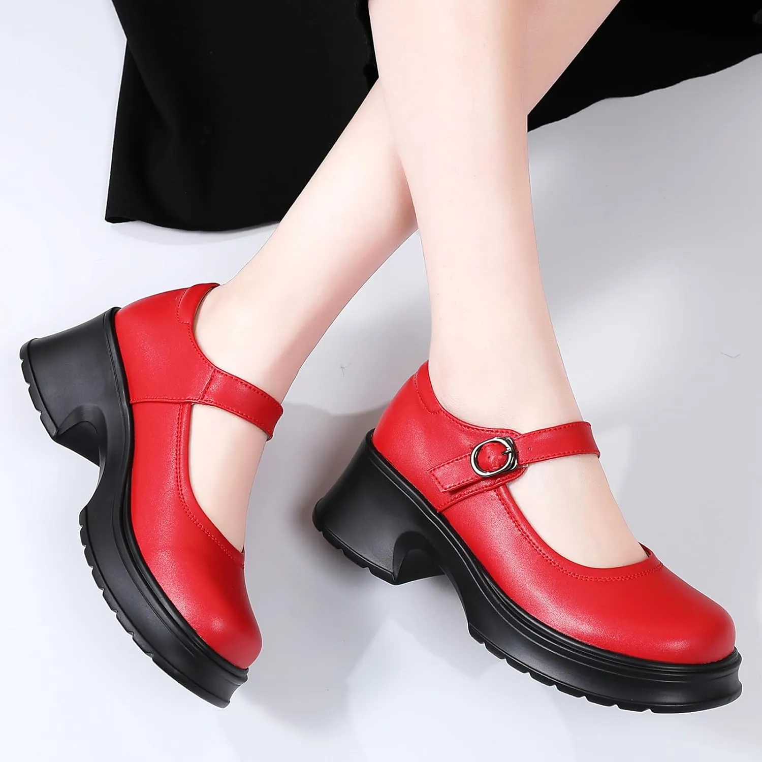 Mary Jane Shoes Women Platform Mary Janes Heels Women's Chunky Pumps Dress Shoes Ladies Work Comfortable Dressy Casual Footwear