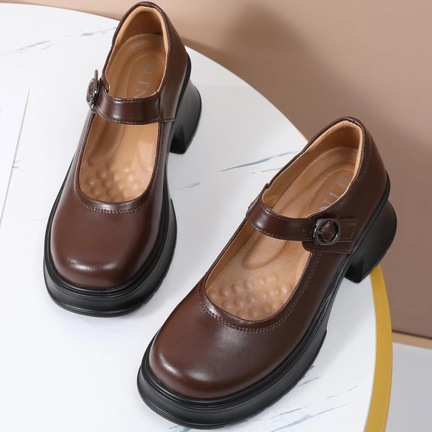 Mary Jane Shoes Women Platform Mary Janes Heels Women's Chunky Pumps Dress Shoes Ladies Work Comfortable Dressy Casual Footwear