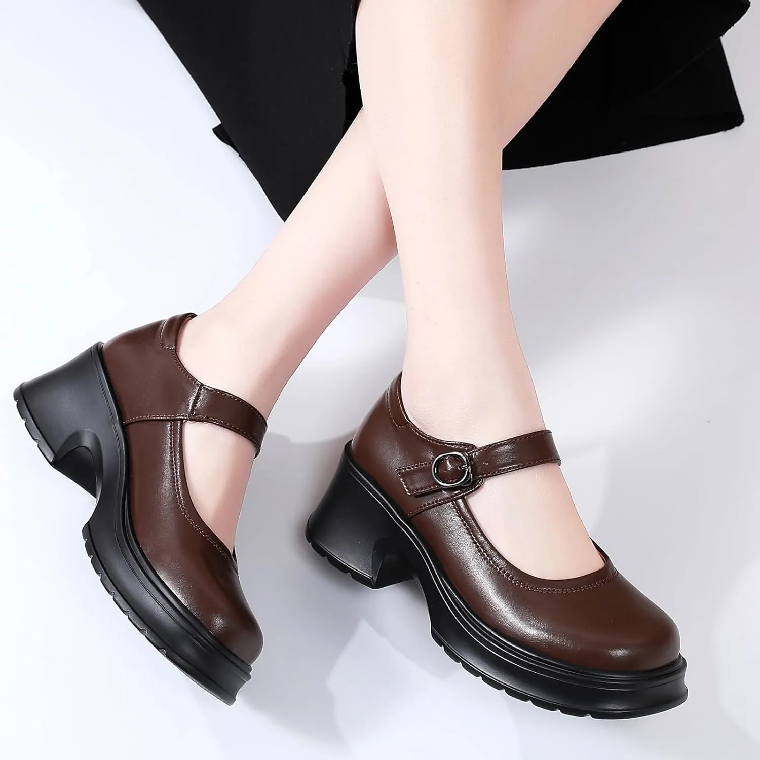 Mary Jane Shoes Women Platform Mary Janes Heels Women's Chunky Pumps Dress Shoes Ladies Work Comfortable Dressy Casual Footwear
