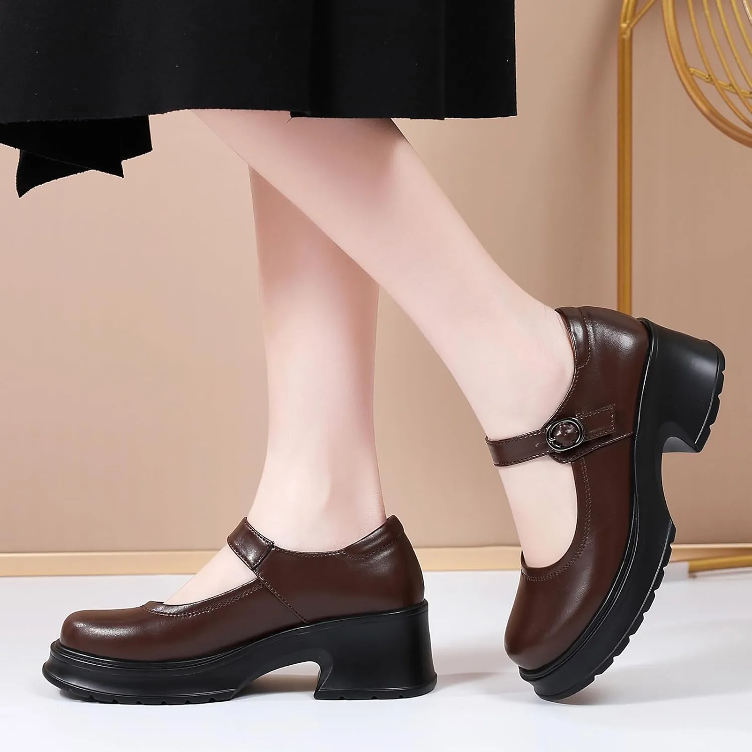 Mary Jane Shoes Women Platform Mary Janes Heels Women's Chunky Pumps Dress Shoes Ladies Work Comfortable Dressy Casual Footwear