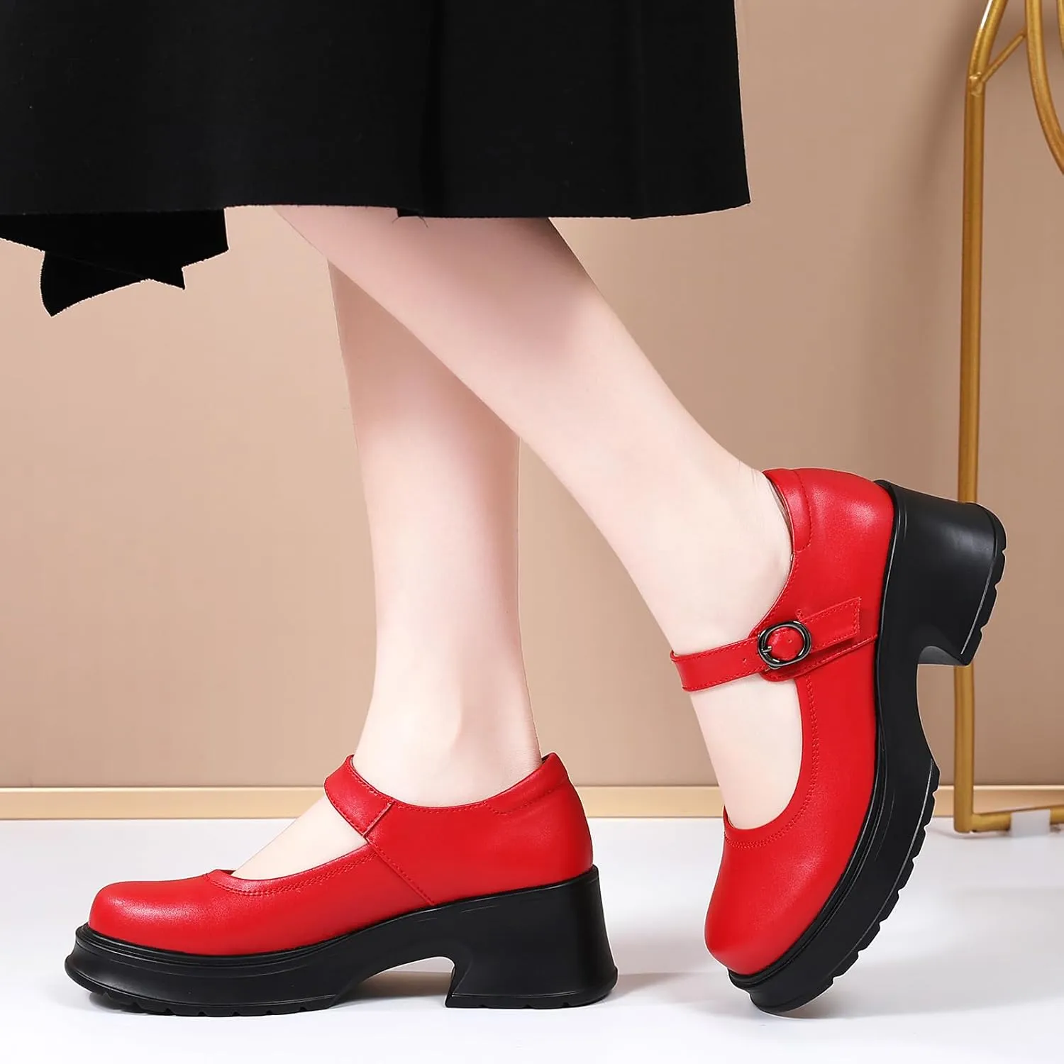 Mary Jane Shoes Women Platform Mary Janes Heels Women's Chunky Pumps Dress Shoes Ladies Work Comfortable Dressy Casual Footwear