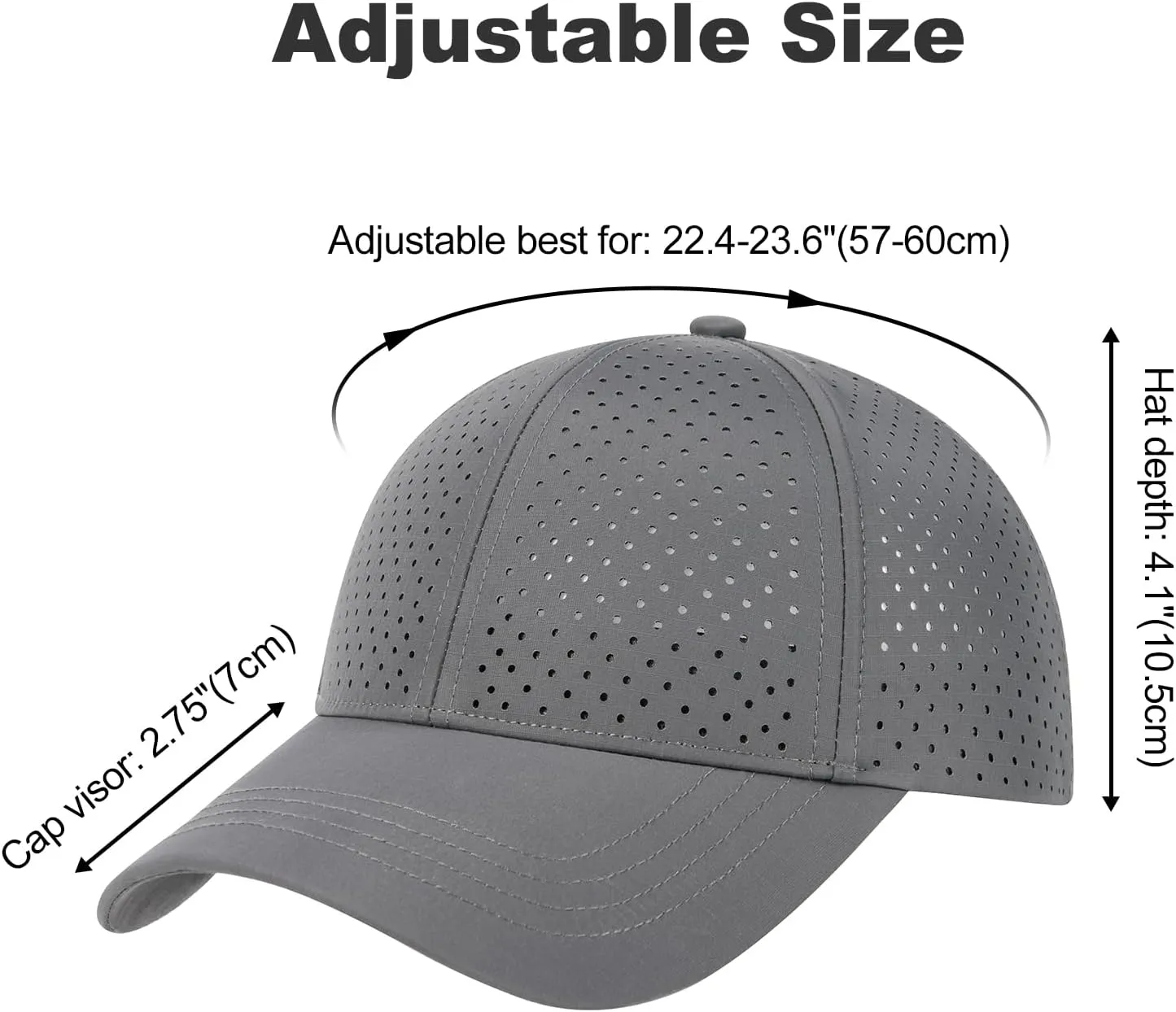 Men Summer Adjustable Performance Hat Breathable Snapback Laser Perforated Mesh Baseball Cap