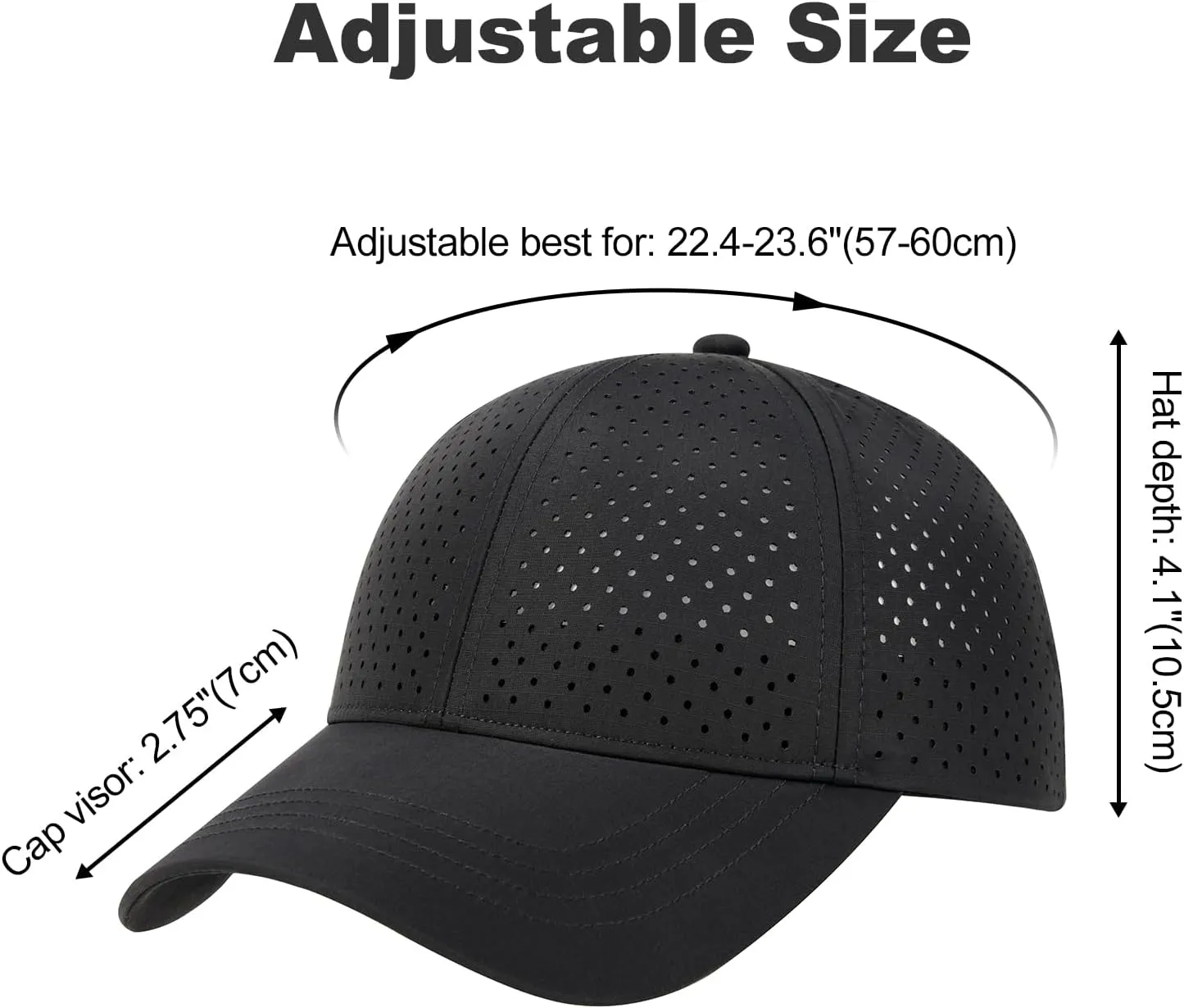 Men Summer Adjustable Performance Hat Breathable Snapback Laser Perforated Mesh Baseball Cap