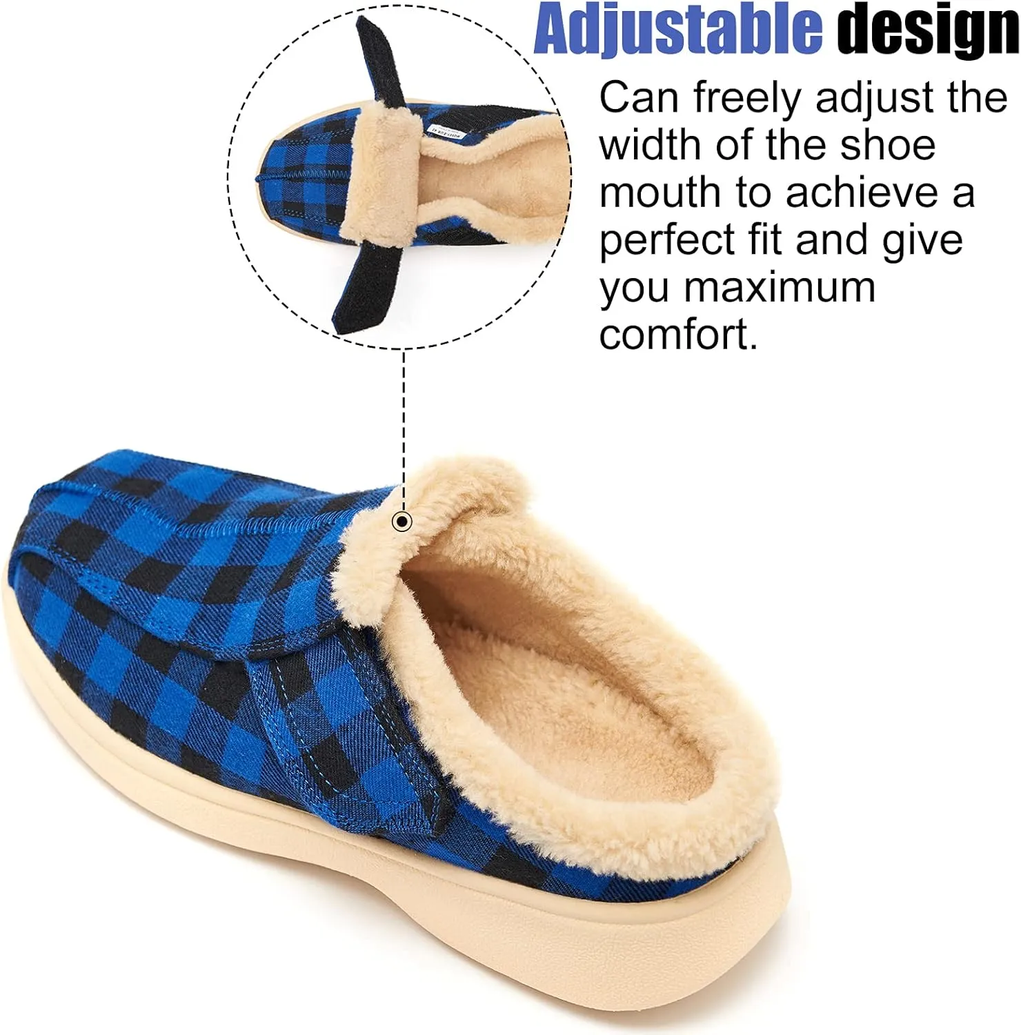 Mens Adjustable Orthopedic Slippers Shoe for Plantar Fasciitis & Foot Pain Relief with Arch Support Christmas