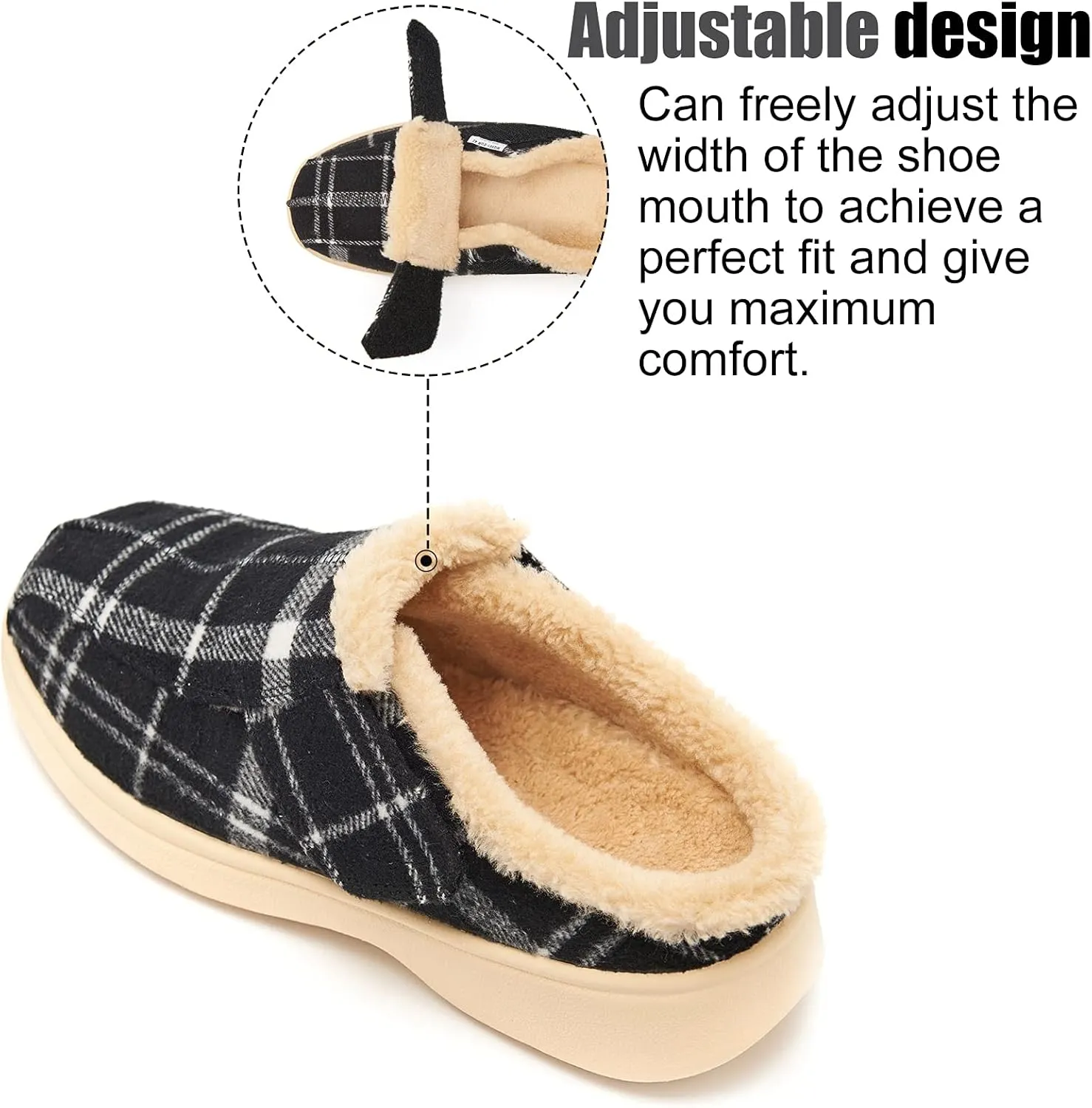 Mens Adjustable Orthopedic Slippers Shoe for Plantar Fasciitis & Foot Pain Relief with Arch Support Christmas
