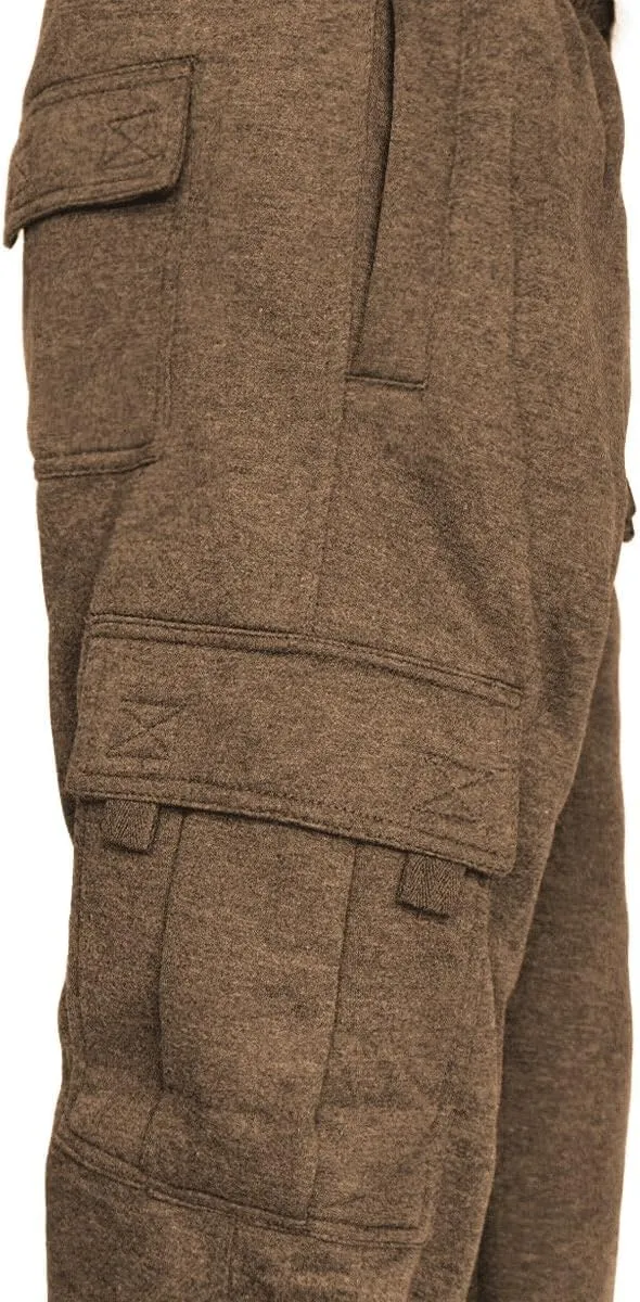 Men's Cargo Sweatpants Casual Fleece Joggers Loose Fit Open Bottom Athletic Pants for Men with Pockets