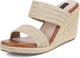 mikarka Slip On Wedge Sandals for Women Open Toe Espadrilles Platform Slides Dressy High Heel Beach Summer Sandal Comfortable Wedges Shoe Mules