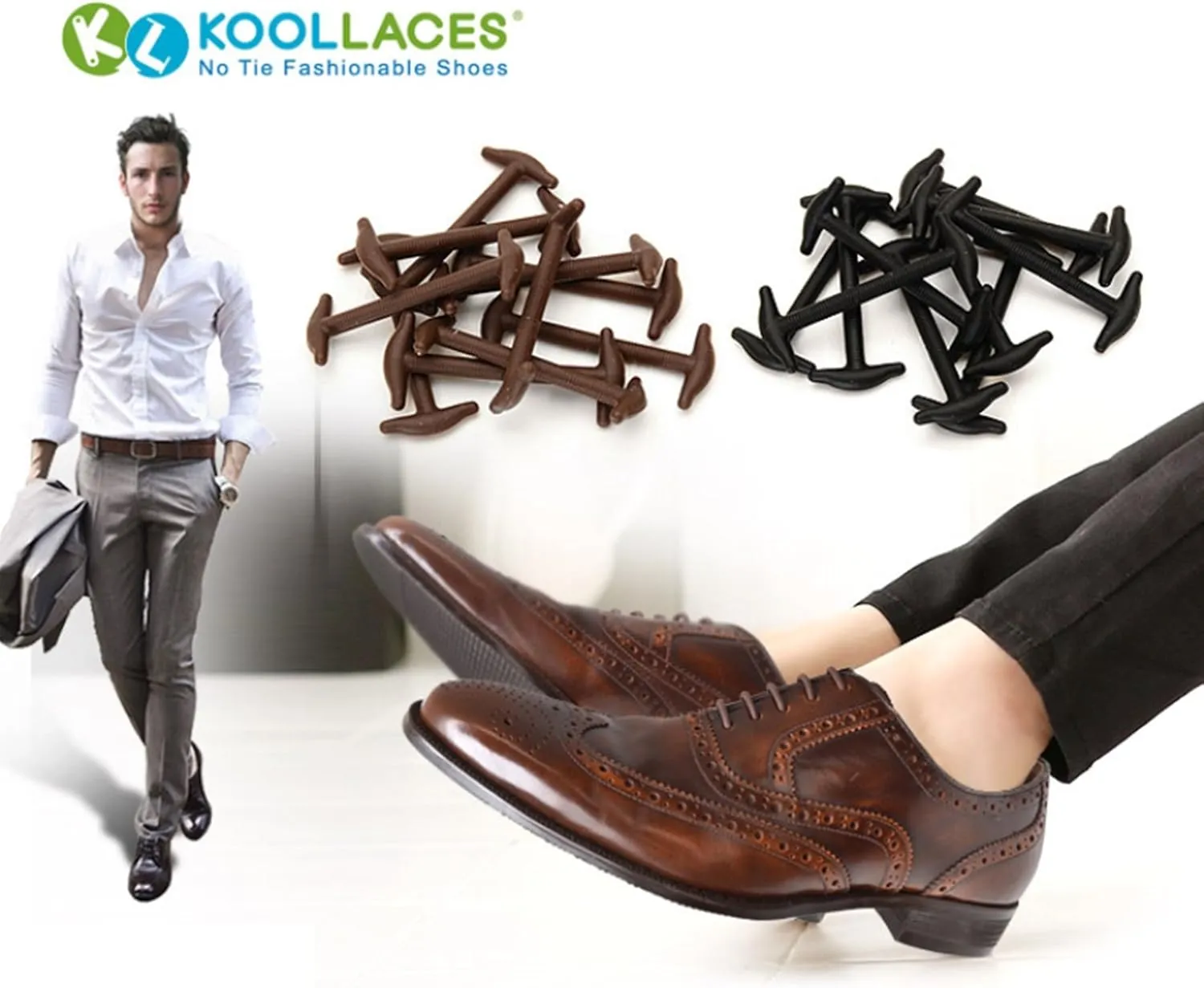 No Tie Elastic Slip on Dress Shoelaces for men and women, Silicone Shoelaces Patented Anchor Type