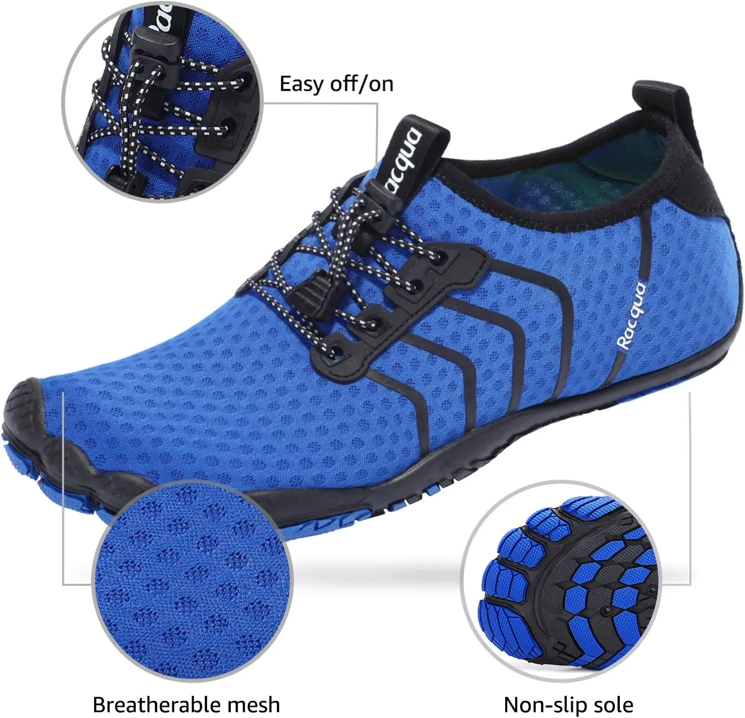 Racqua Water Shoes Quick Dry Barefoot Beach Aqua Sport Swim Surf Pool Hiking Diving Walking for Men Women