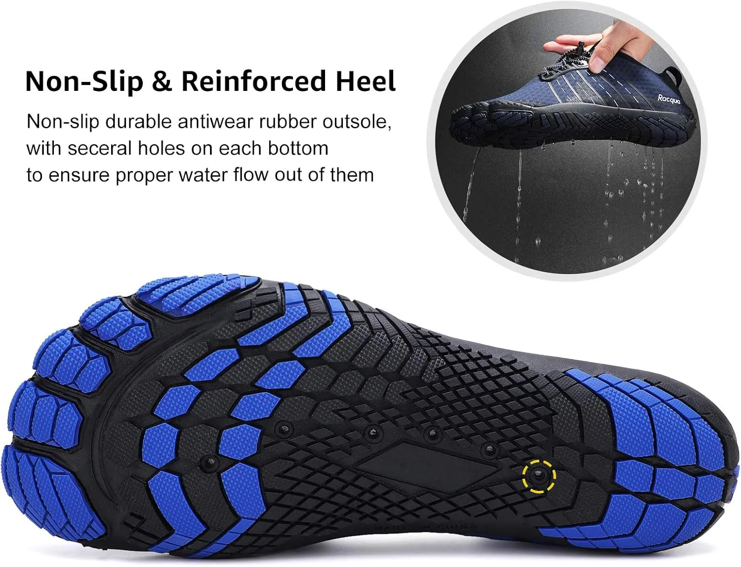 Racqua Water Shoes Quick Dry Barefoot Beach Aqua Sport Swim Surf Pool Hiking Diving Walking for Men Women
