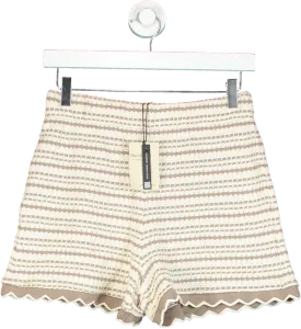River Island Beige Textured High-Waisted Relaxed Shorts UK XS