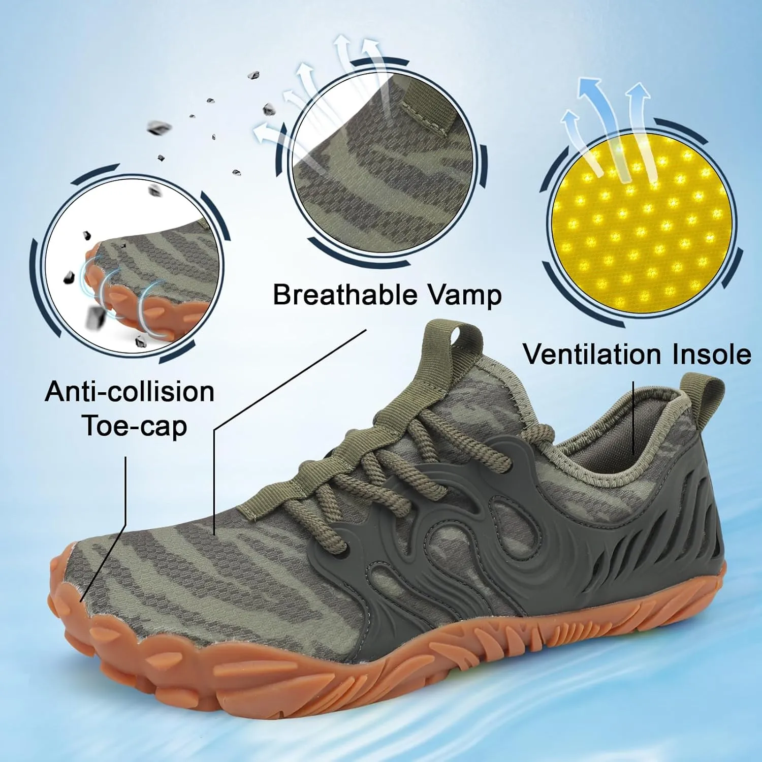 Scurtain Unisex Mens Womens Athletic Hiking Water Shoes Barefoot Aqua Shoes for Beach Swimming Hiking Boating Sailing