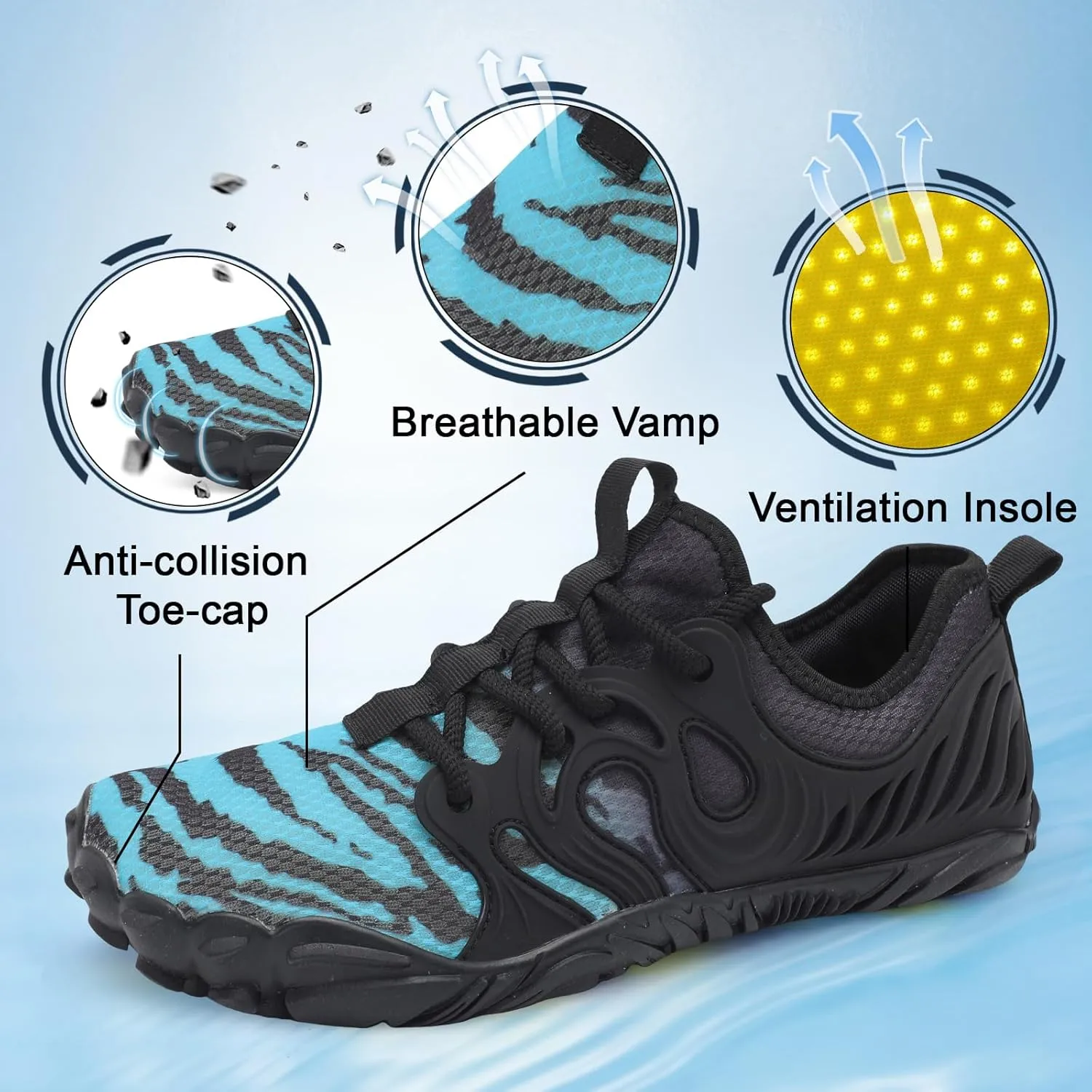 Scurtain Unisex Mens Womens Athletic Hiking Water Shoes Barefoot Aqua Shoes for Beach Swimming Hiking Boating Sailing