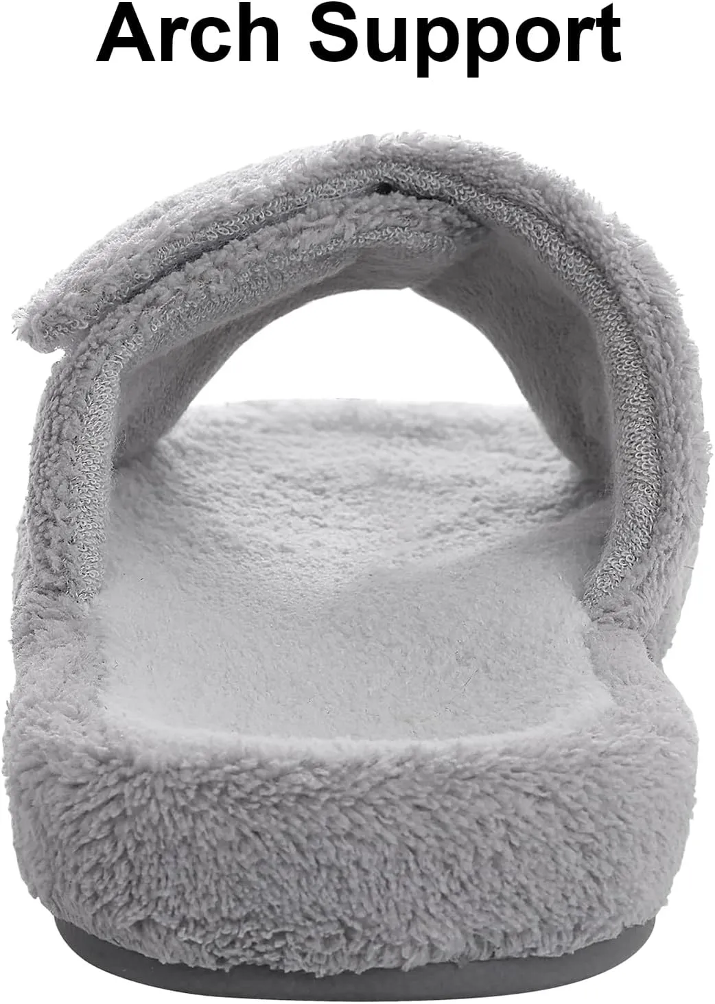 shevalues Summer Arch Support Slippers for Women Adjustable Terry Cloth Fuzzy Indoor Slippers Open Toe House Shoes
