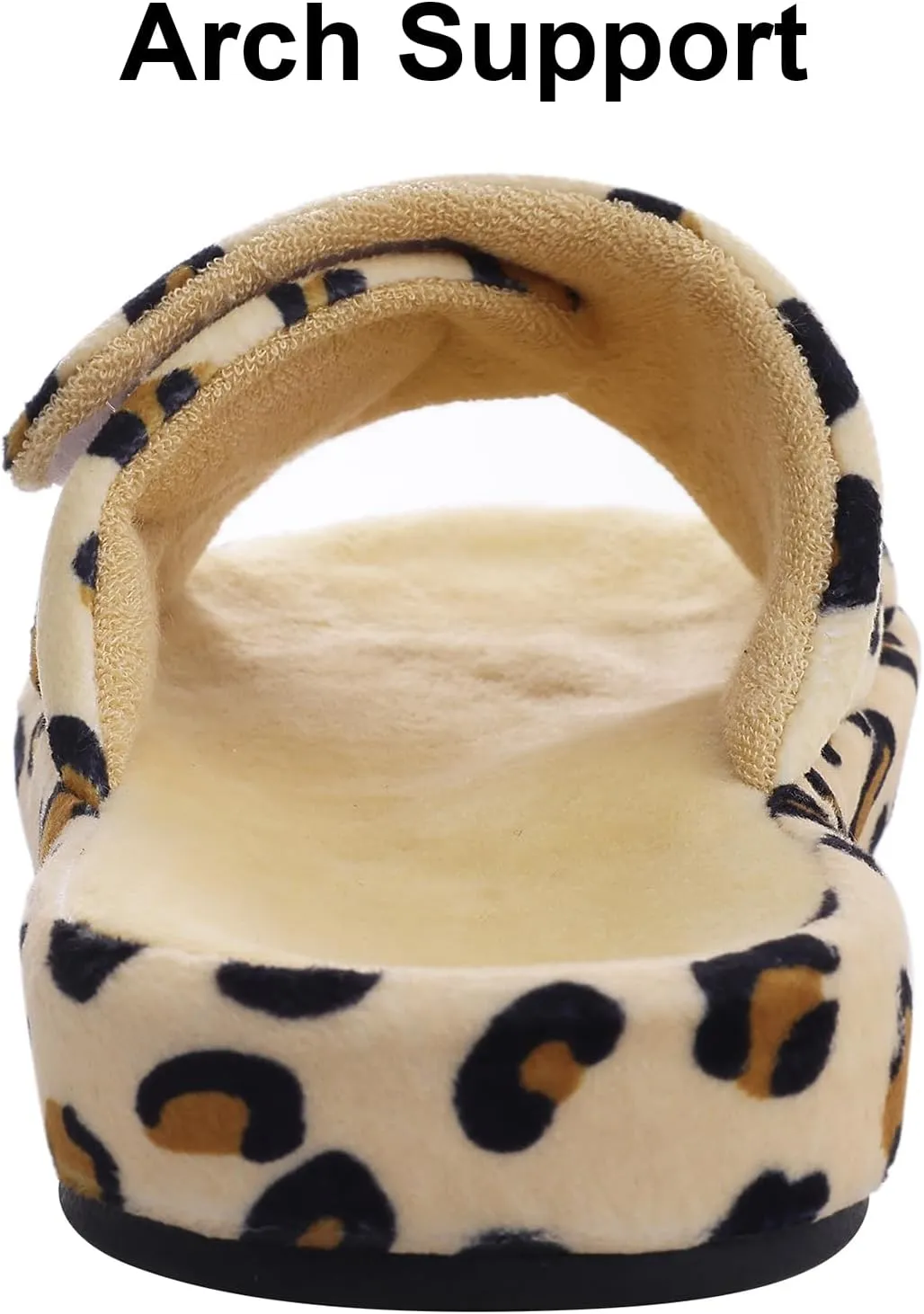 shevalues Summer Arch Support Slippers for Women Adjustable Terry Cloth Fuzzy Indoor Slippers Open Toe House Shoes