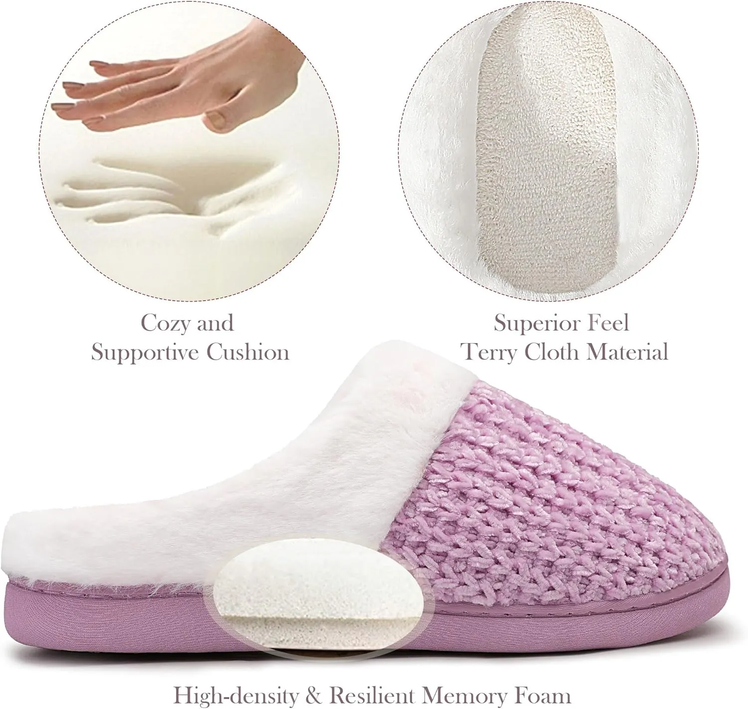 shoeslocker Women's Memory Foam Fuzzy Slippers Knit house shoe for Women Comfy Wool-Like Lined Slippers Indoor Outdoor