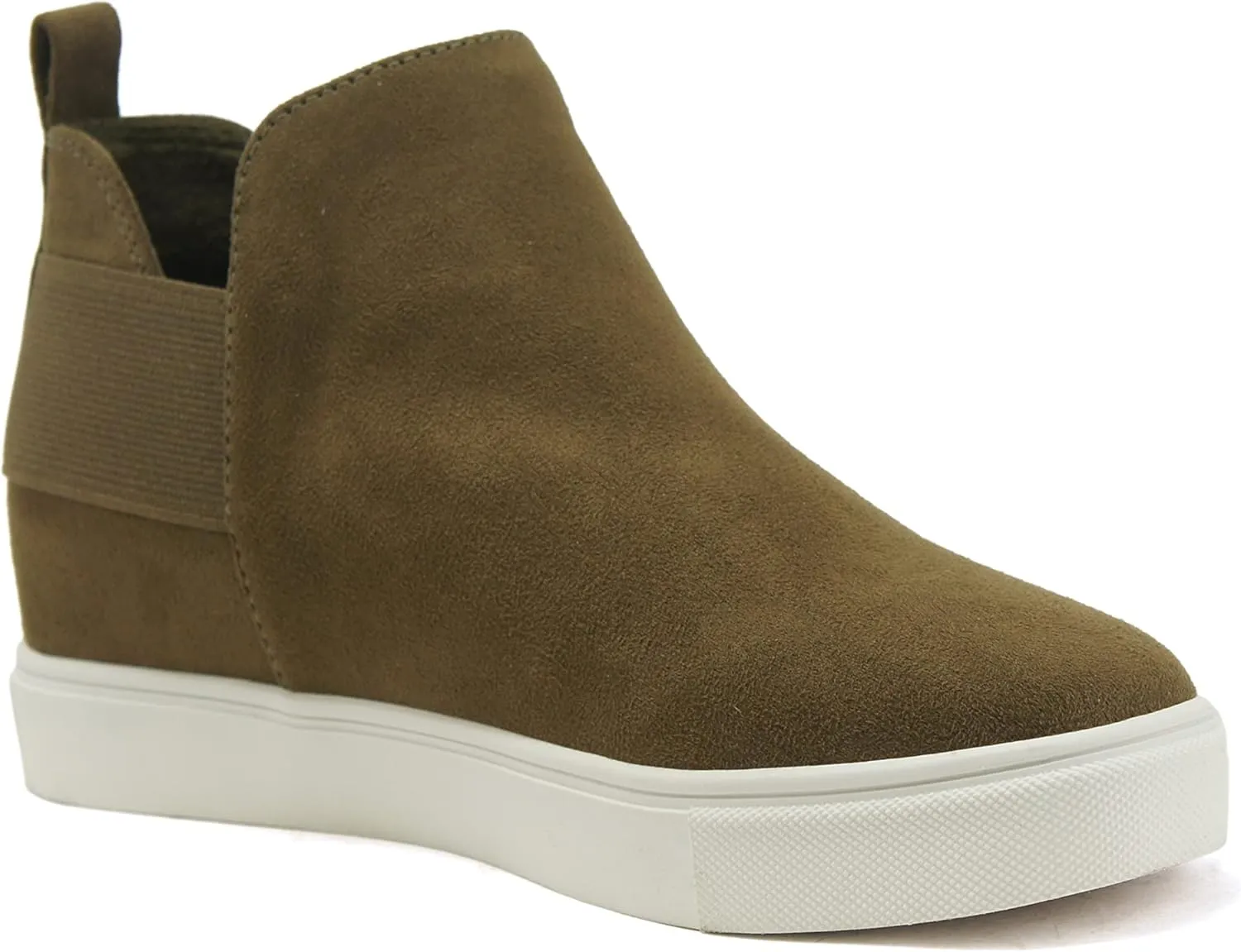 Soda Diana TRENDYFASHION Slip On Hidden Wedge Ankle Boot Fashion Sneaker with Elastic Gore Insets