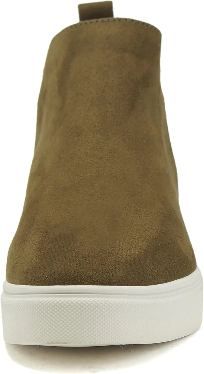 Soda Diana TRENDYFASHION Slip On Hidden Wedge Ankle Boot Fashion Sneaker with Elastic Gore Insets