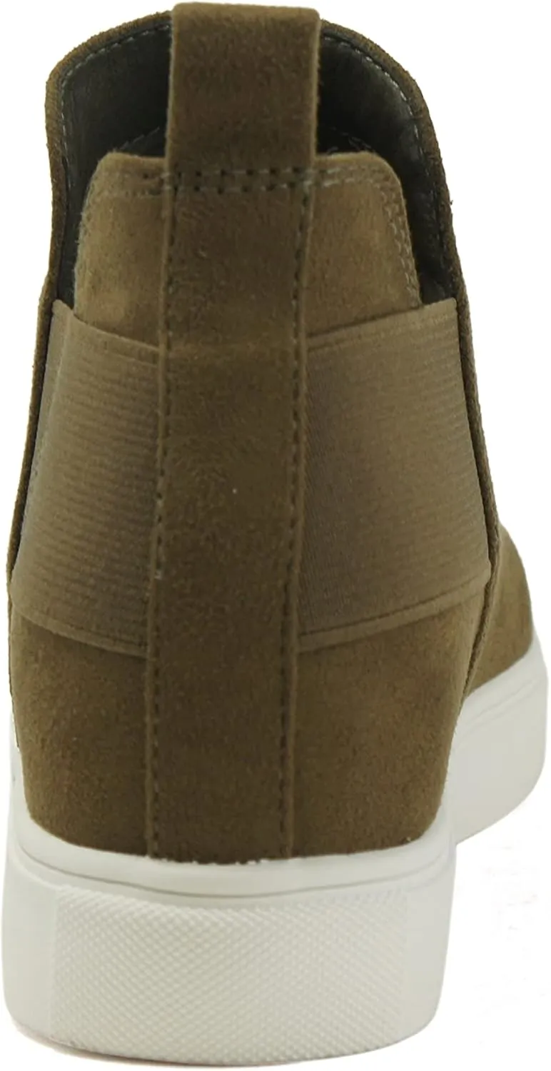 Soda Diana TRENDYFASHION Slip On Hidden Wedge Ankle Boot Fashion Sneaker with Elastic Gore Insets