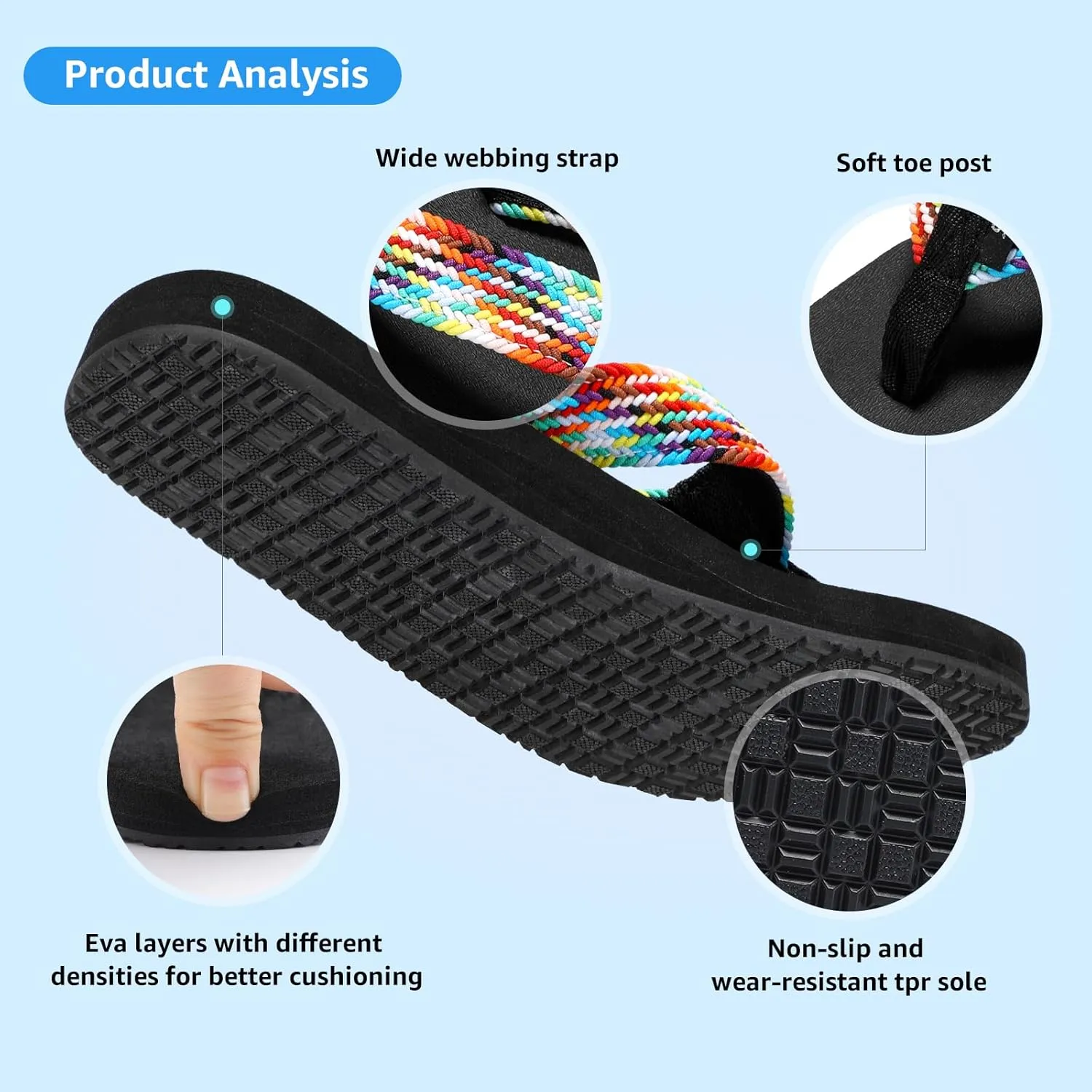 STQ Womens Quick Dry Flip Flops with Yoga Mat SoleArch Support Thong Sandals