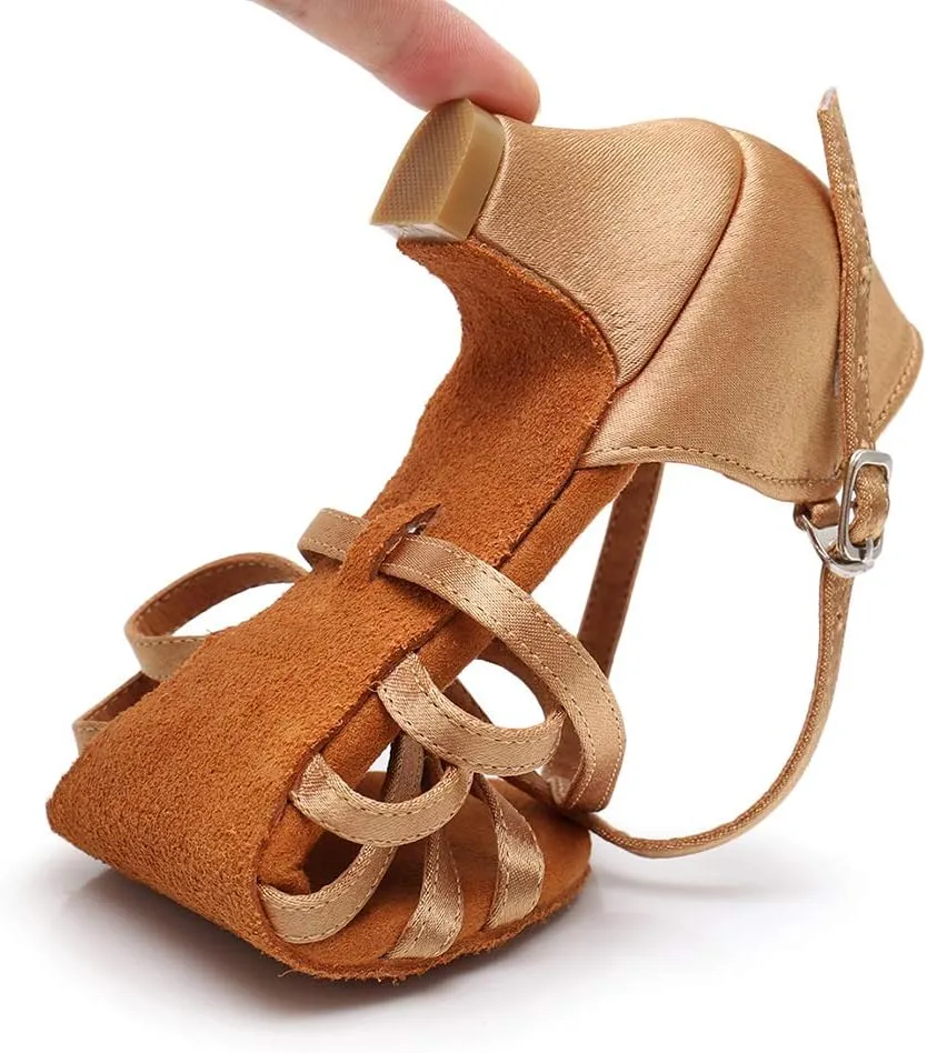 TINRYMX Girls&Women Latin Dance Shoes Silk Ballroom Salsa Tango Professional Performance Practice Dance Shoes,Model-SS-TL-ZSXGG/202