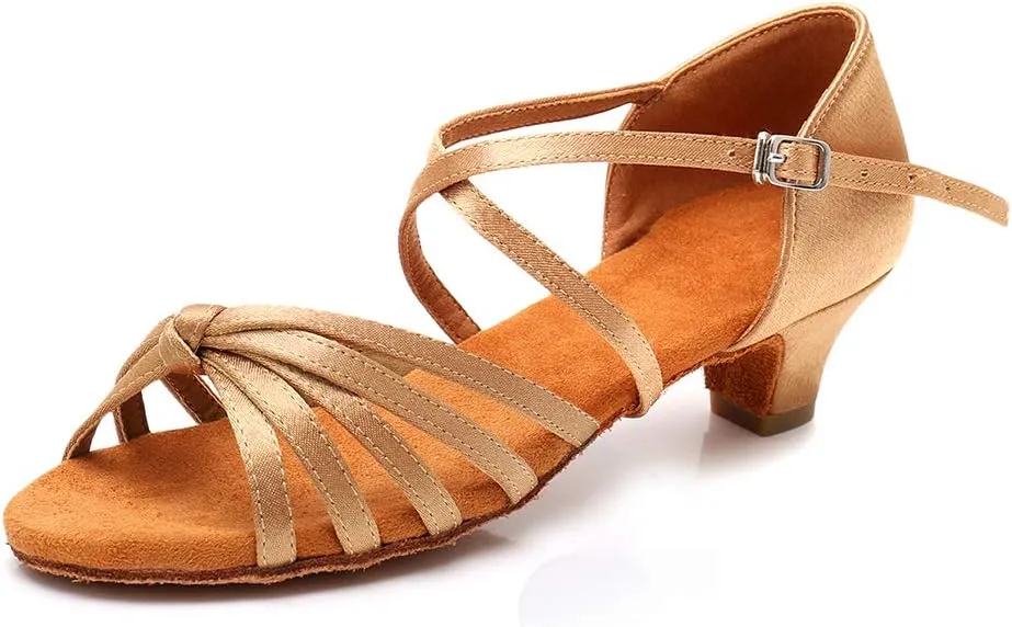 TINRYMX Girls&Women Latin Dance Shoes Silk Ballroom Salsa Tango Professional Performance Practice Dance Shoes,Model-SS-TL-ZSXGG/202