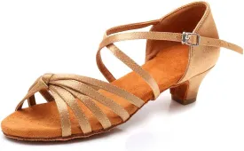 TINRYMX Girls&Women Latin Dance Shoes Silk Ballroom Salsa Tango Professional Performance Practice Dance Shoes,Model-SS-TL-ZSXGG/202