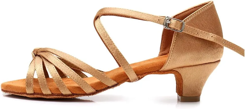 TINRYMX Girls&Women Latin Dance Shoes Silk Ballroom Salsa Tango Professional Performance Practice Dance Shoes,Model-SS-TL-ZSXGG/202