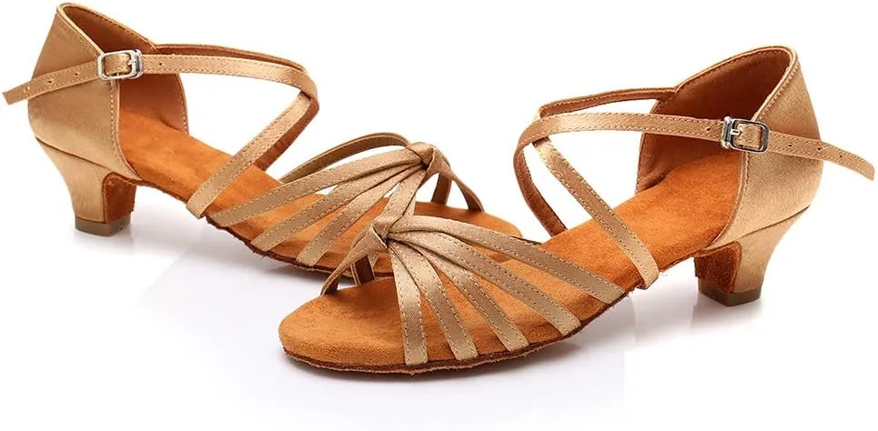 TINRYMX Girls&Women Latin Dance Shoes Silk Ballroom Salsa Tango Professional Performance Practice Dance Shoes,Model-SS-TL-ZSXGG/202