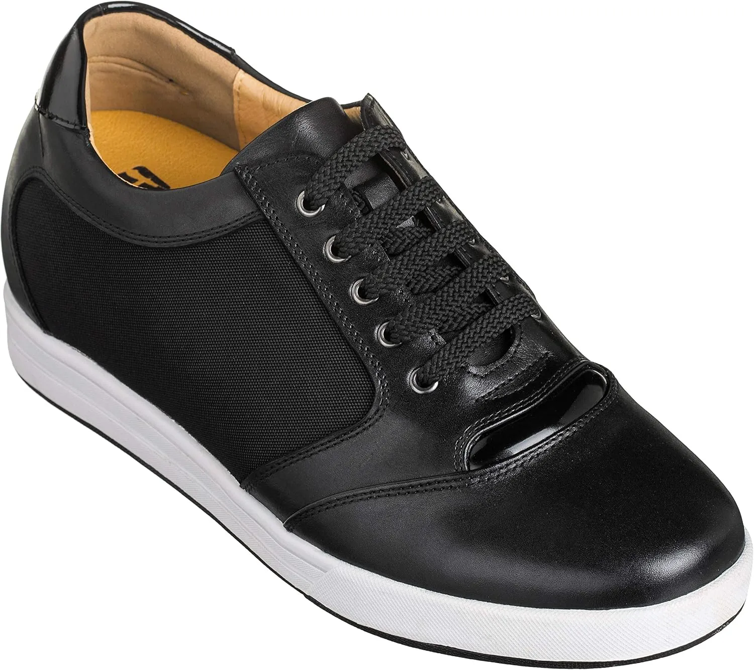 TOTO Men's Invisible Height Increasing Elevator Shoes - Black Leather/Mesh Lace-up Casual Fashion Sneakers - 3.2 Inches Taller - A53272 - Size 10 D(M) US