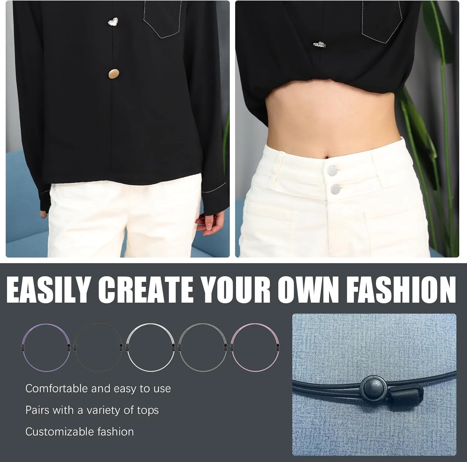 Tuck Band Adjustable Crop Band, Tuck Band Tool for Sweater,Elastic Band for Shirt